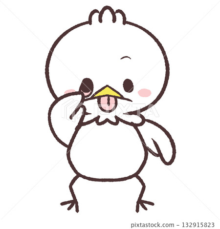 Illustration of a white bird sticking out its tongue Illustration of a white bird sticking out its tongue 132915823