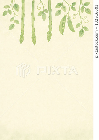 春季蔬菜系列：蘆筍和豆藤的俯視圖背景 132916603