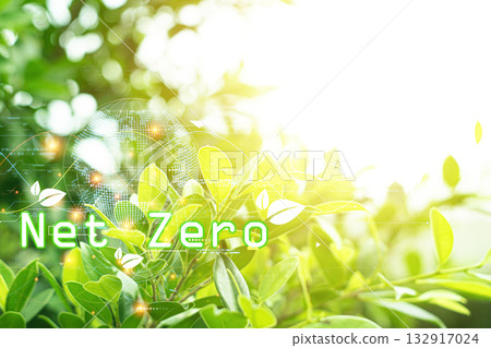 Net zero icon and carbon neutral concept for net zero greenhouse gas emissions target, climate neutral long term strategy on green background. Net zero icon and carbon neutral concept for net zero greenhouse gas emissions target, climate neutral long term strategy on green background. 132917024