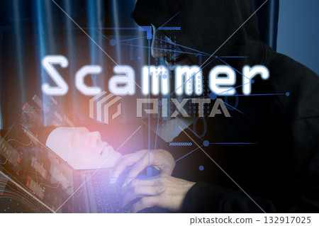 The concept of scammers committing fraud online The concept of scammers committing fraud online 132917025