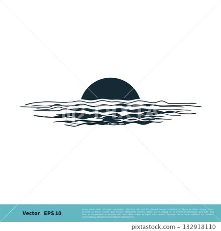 Sunset at The Sea Icon Vector Logo Template Illustration Design. Vector EPS 10. 132918110
