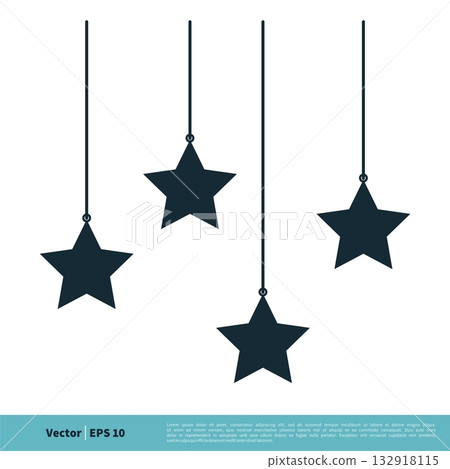 Star Hanging Decoration of Christmas Icon Vector Logo Template Illustration Design. Vector EPS 10. 132918115