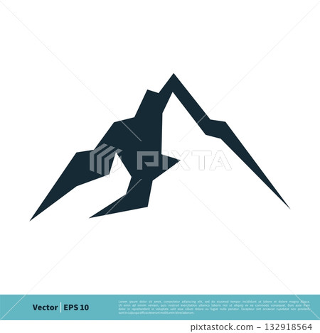 Mountain, Volcano, Summit, Peak Icon Vector Logo Template Illustration Design. Vector EPS 10. 132918564