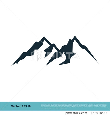 Mountain, Volcano, Summit, Peak Icon Vector Logo Template Illustration Design. Vector EPS 10. 132918565