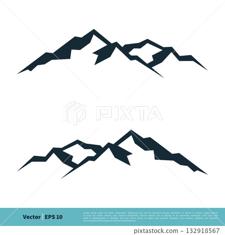 Mountain, Volcano, Summit, Peak Icon Vector Logo Template Illustration Design. Vector EPS 10. 132918567