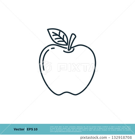 Line Art Apple Fruit Icon Vector Logo Template Illustration Design. Vector EPS 10. Line Art Apple Fruit Icon Vector Logo Template Illustration Design. Vector EPS 10. 132918708
