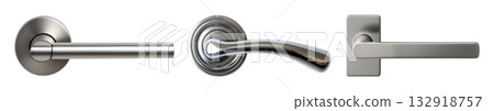 Three silver door handles modern design 132918757