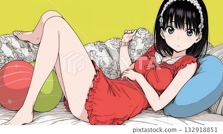 Young woman in Christmas fashion 132918851