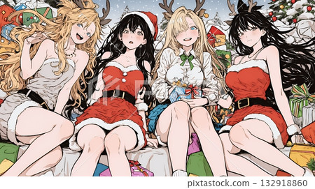 Young woman in Christmas fashion 132918860