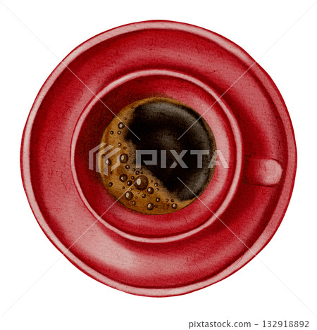 Watercolor coffee cup. Espresso. Illustrations for coffee shops, cafes, packaging, menus, and product design. 132918892