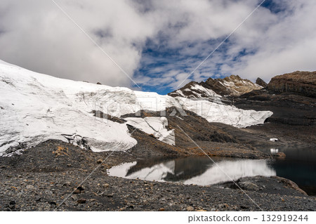 Pastoruri Glacier and its reflection in Huaraz, Peru Andean region 132919244