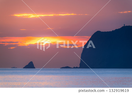 Keelung Islet Taiwan Sunrise Through Dramatic Clouds Waimushan Summer Dawn. Keelung Islet Taiwan Sunrise Through Dramatic Clouds Waimushan Summer Dawn. 132919619