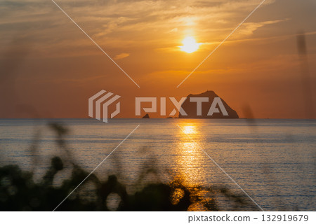 Sunrise over Keelung Islet and Waishuangxi Beach Keelung Taiwan. Sunrise over Keelung Islet and Waishuangxi Beach Keelung Taiwan. 132919679