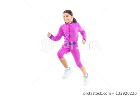 cheerful teen fitness girl run in studio. teen fitness girl run on background. cheerful teen fitness girl run in studio. teen fitness girl run on background. 132920220