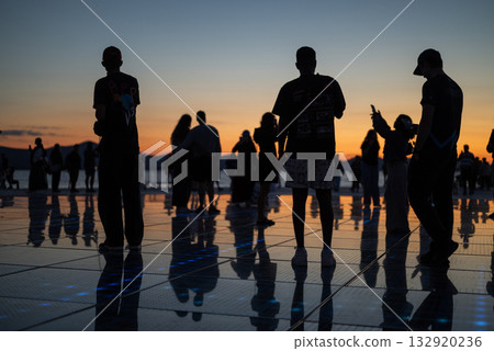 The famous Greeting to the Sun solar panels on the Zadar waterfront in Croatia The famous Greeting to the Sun solar panels on the Zadar waterfront in Croatia 132920236