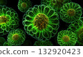 Abstract glowing green microscopic shapes 132920423