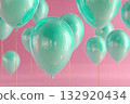 Mint Balloons on Pink Background 132920434