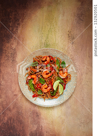 fried udon noodles with shrimp and vegetables, Asian cuisine, homemade, no people, fried udon noodles with shrimp and vegetables, Asian cuisine, homemade, no people, 132920501