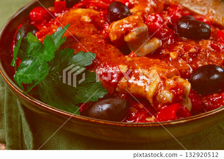 Pollo alla romana, Roman chicken, homemade, no people, 132920512