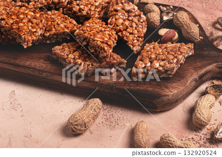kozinaki with peanuts, dessert, gozinaki, traditional Georgian cuisine, no people, kozinaki with peanuts, dessert, gozinaki, traditional Georgian cuisine, no people, 132920524