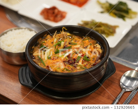 Korean traditional food. Spicy Beef and Vegetable Soup : yukgaejang Korean traditional food. Spicy Beef and Vegetable Soup : yukgaejang 132920665