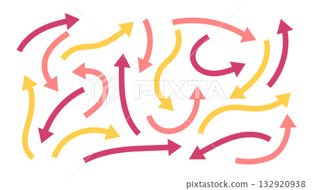 set of simple hand draw doodle line arrow, colorful geometric arrows vector, abstract up down arrows form elements dotted line icon,Sketch design card, invitation, wallpaper, poster, background	 132920938