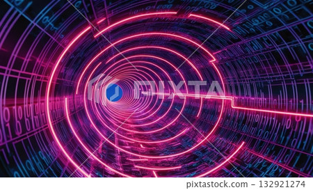 Encrypted file transfer tunnel constructed from neon binary streams with dynamic digital effects Encrypted file transfer tunnel constructed from neon binary streams with dynamic digital effects 132921274