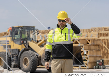 Industry construction worker. Builder civil engineer at building. Supervisor engineer. Worker at construction site. Builder construction man. Worker supervisor heavy machinery. Safety inspection Industry construction worker. Builder civil engineer at building. Supervisor engineer. Worker at construction site. Builder construction man. Worker supervisor heavy machinery. Safety inspection 132921599
