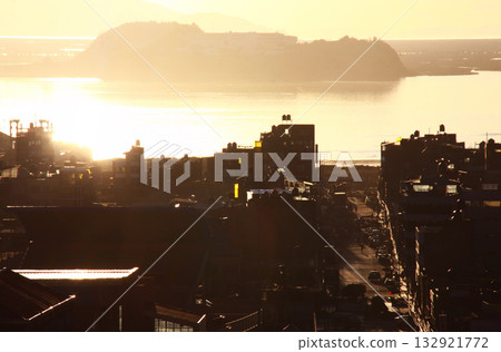 Puno cityscape and Lake Titicaca in Peru, South America 132921772