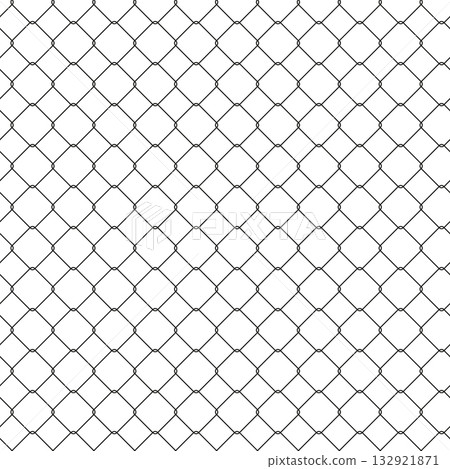 Steel fence wire chain link seamless pattern, simple grid background. Prison wire mesh, fishnet texture. Basketball hoop net. Pattern for soccer, football, hockey gates. Metal rhombus flat lattice. Steel fence wire chain link seamless pattern, simple grid background. Prison wire mesh, fishnet texture. Basketball hoop net. Pattern for soccer, football, hockey gates. Metal rhombus flat lattice. 132921871