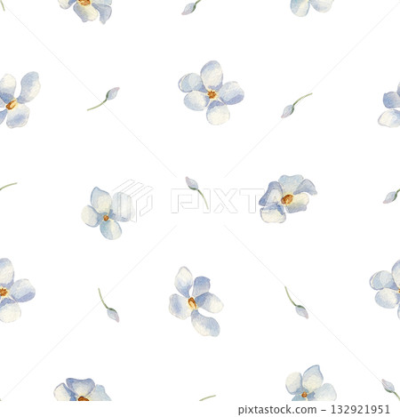Soft Blue Floral watercolor seamless pattern isolated. Tiny flowers repeat for childish textile. Small scale floral print hand drawn. Repeat background pastel tones for bedding textile. Soft Blue Floral watercolor seamless pattern isolated. Tiny flowers repeat for childish textile. Small scale floral print hand drawn. Repeat background pastel tones for bedding textile. 132921951