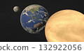 Artistic rendering of Earth, Moon, and Venus in space 132922056
