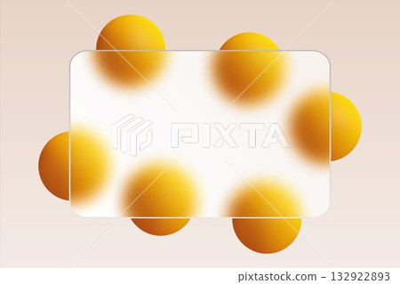 Six bright orange spheres surround a rectangular transparent panel on a soft peach background. Eps 10 132922893