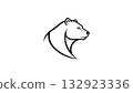 Bear head in heart shape logo icon illustration design template 132923336