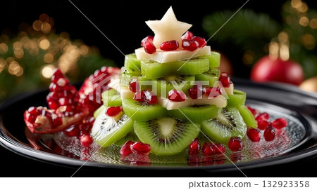 Elegant manicured nails with pink ombre design on knitted sweater sleeve 132923358