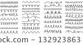 Hand Drawn Wavy Lines Set, Doodle Curly Pattern Brushes for Illustrator 132923863