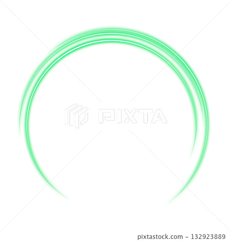透明背景上的綠色三重發光弧形環 透明背景上的綠色三重發光弧形環 132923889