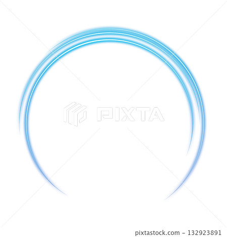 Blue triple luminous arc ring on a transparent background Blue triple luminous arc ring on a transparent background 132923891