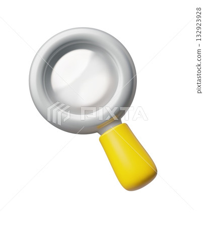 Magnifying glass 3D cartoon plastic style vector icon, zoom optical tool, search loupe, discovery, research, analysis 132923928