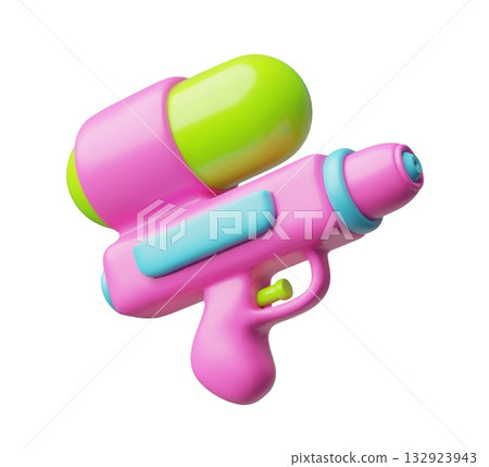 3D water gun, bright plastic case, pink and green, wet show, children's toy. 3D water gun, bright plastic case, pink and green, wet show, children's toy. 132923943