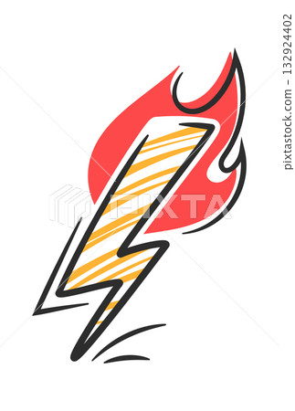 Emanating lightning bolt doodle symbol 132924402