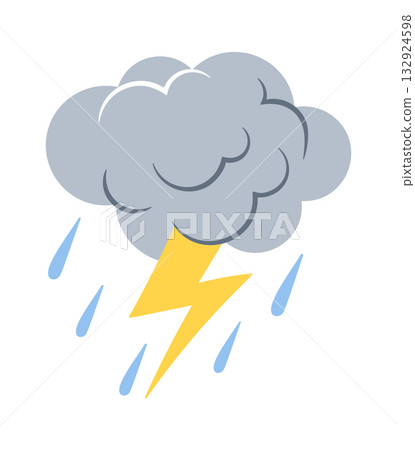 Thunderstorm with rain shower element Thunderstorm with rain shower element 132924598