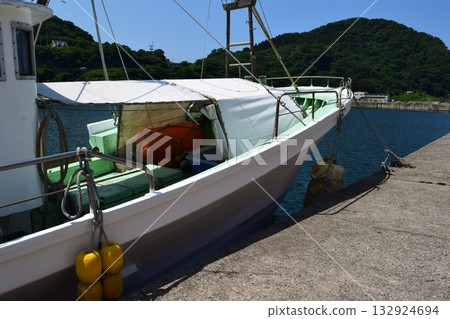 錨定在漁港的漁船 錨定在漁港的漁船 132924694