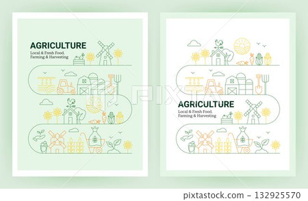 Agriculture Line Concept Posters Agriculture Line Concept Posters 132925570