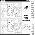 differences activity with cartoon funny wild animals coloring page 132925739