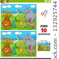 differences worksheet with funny cartoon wild animals group 132925744