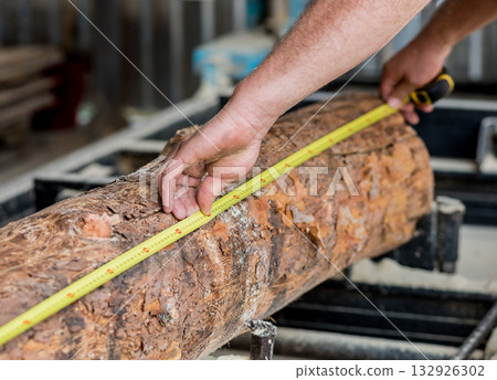 Modern sawmill. Industry sawing boards from logs Modern sawmill. Industry sawing boards from logs 132926302