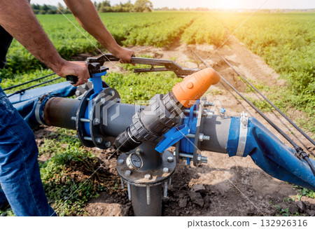 Drip irrigation system. Water saving drip irrigation system  132926316