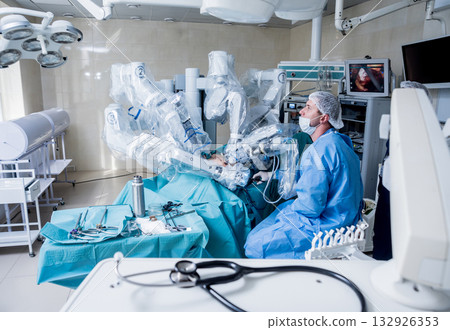 Modern surgical system. Medical robot. Minimally invasive robotic surgery. 132926353