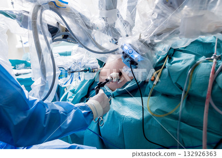 Modern surgical system. Medical robot. Minimally invasive robotic surgery. 132926363